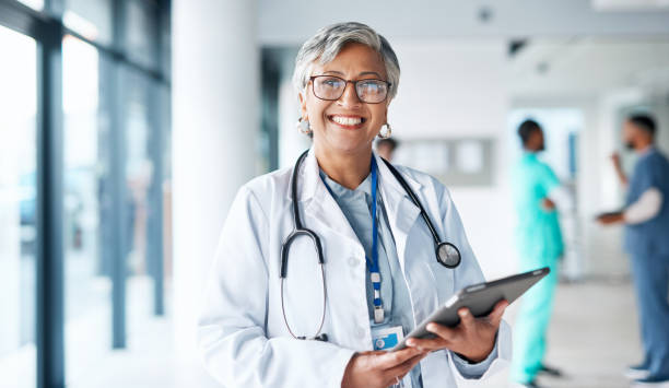 Doctor using tablet